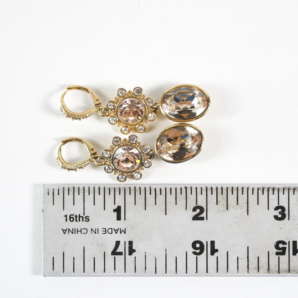 Givenchy Gold Tone Crystal Chandelier Leverback Drop Earrings Elegant Jewelry - Picture 8 of 8